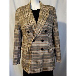 Marled by Reunited Women's Plaid Brown, Black, Orange & Blue Blazer